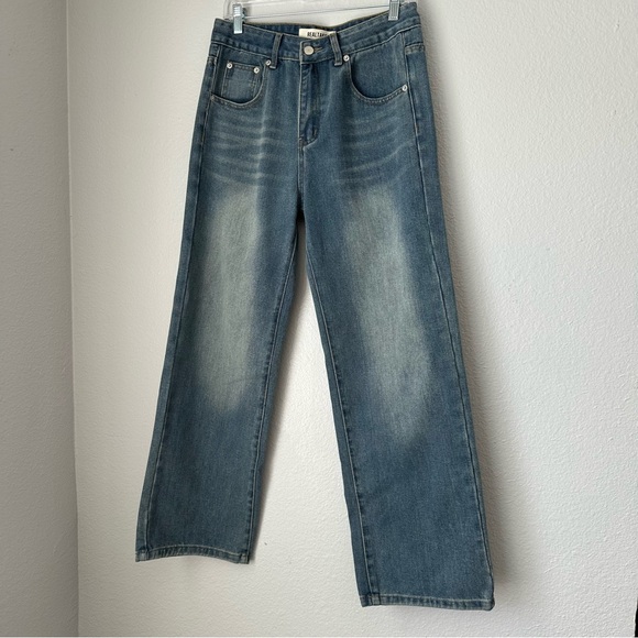 Realtakai Jeans Medium Wash Wide leg denim streetwear fashion edgy style - Picture 6 of 14